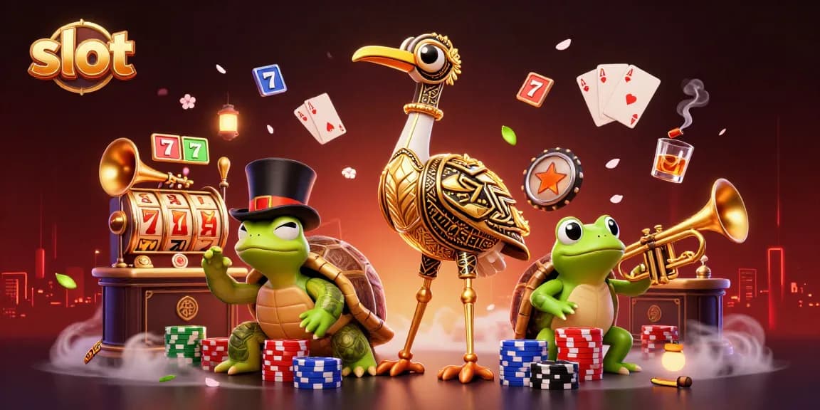 Play exciting slot games with vibrant characters in a dynamic casino environment.