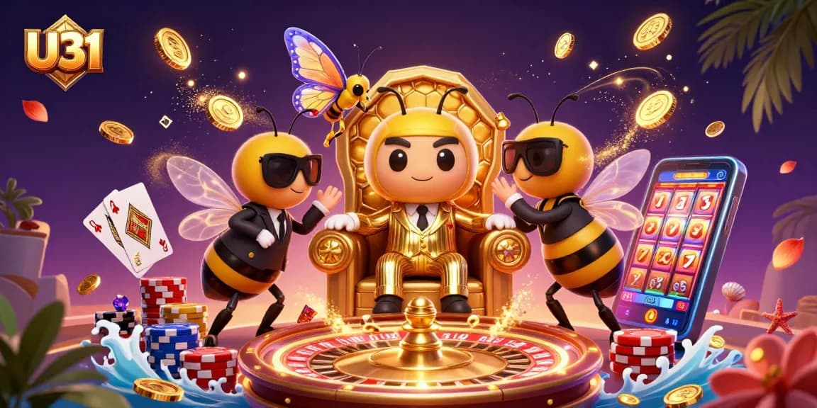 Experience U31's exciting casino gameplay featuring the bumblebee mob boss and dazzling casino elements.