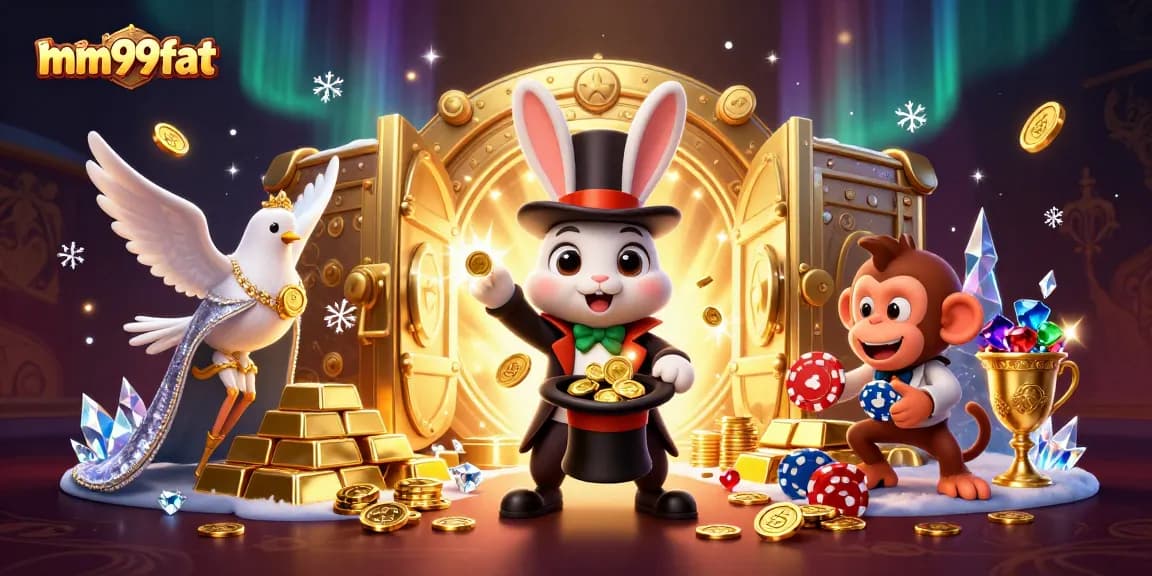 Experience the thrilling magic of mm99fat with a vibrant 3D casino scene featuring unique characters.