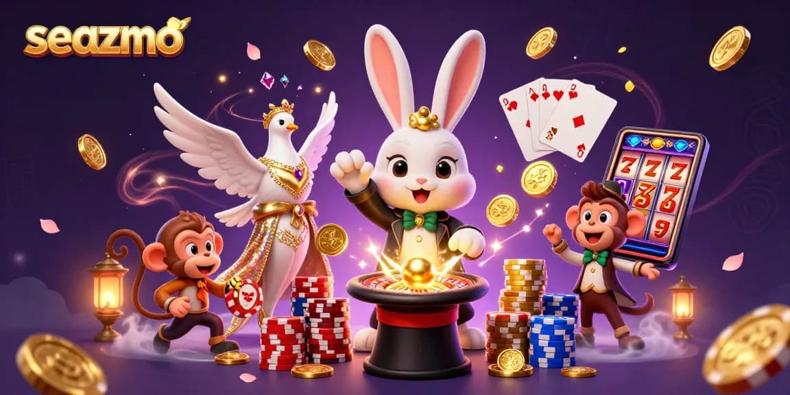 Engage in thrilling casino magic at seazmo with animated characters and golden treasures.