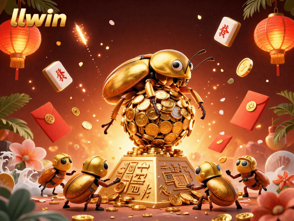 Experience thrilling gameplay at llwin with golden coins, festive symbols, and vibrant gambling elements.