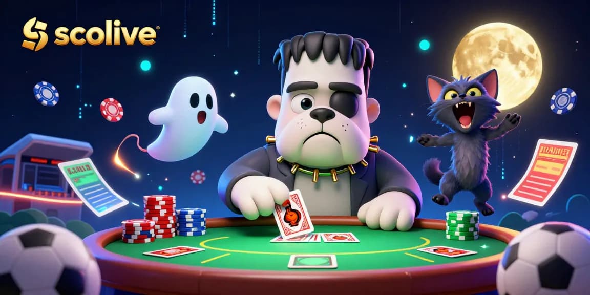 Socolive sports betting illustration showcasing lively characters and dynamic elements like soccer balls and betting slips.