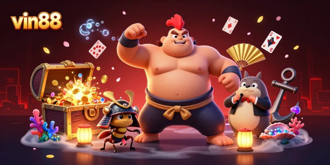 vin88 engages players with a thrilling underwater theme, showcasing treasure and action-packed elements.