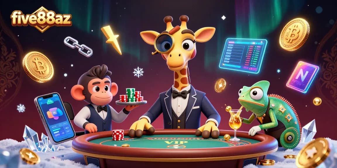 Experience the thrill of five88az with vibrant characters and rich casino elements in this dynamic illustration.