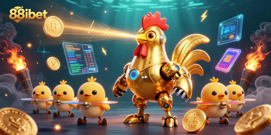 Engage in thrilling games with 88ibet's exciting golden rooster and drones amidst digital riches.