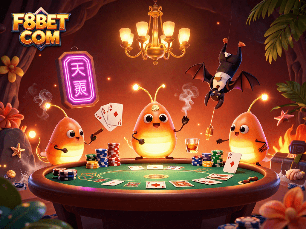 Experience thrilling gaming at F8BET COM with glowworms lighting up a unique cave casino.