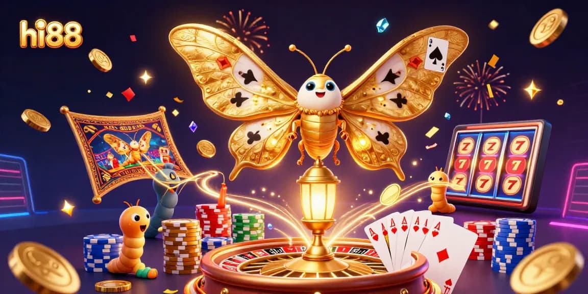 Engage in thrilling gameplay at hi88 with casino elements including golden coins and roulette!