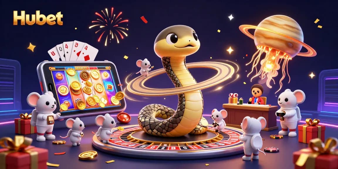 Experience action at Hubet with vibrant slot games and cosmic gambling elements.