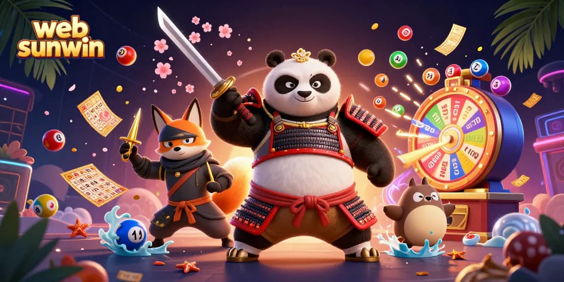 Experience the excitement of web sunwin with dynamic gaming action featuring a samurai panda and ninja fox.