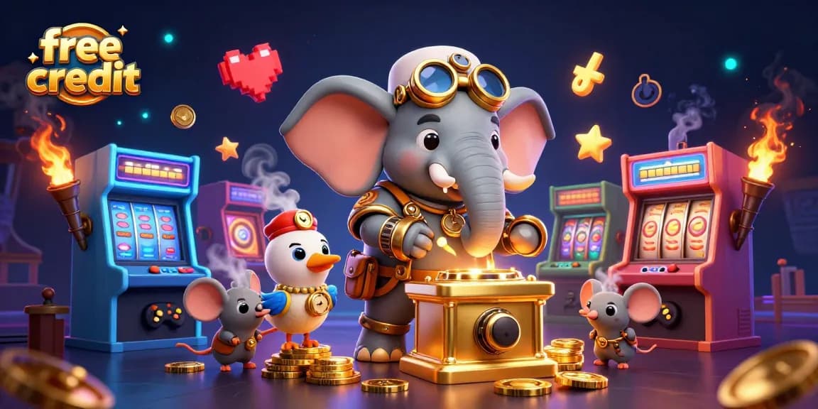 Engage in thrilling gameplay with free credit at slots featuring vibrant 3D casino elements.