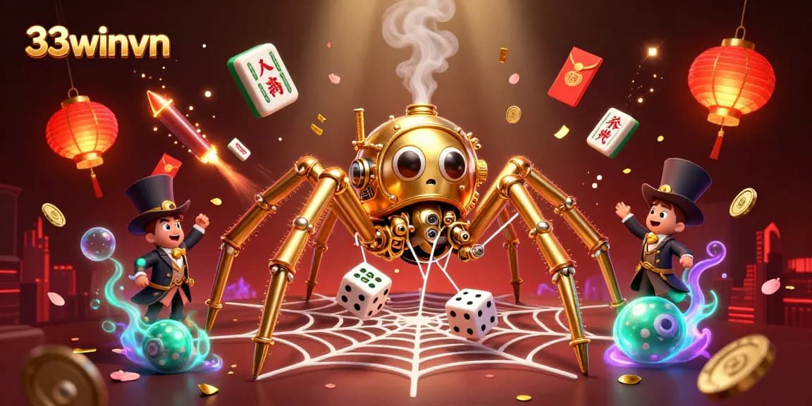 Engage with exhilarating 33winvn experiences, showcasing intricate steampunk casino elements and animated charm.