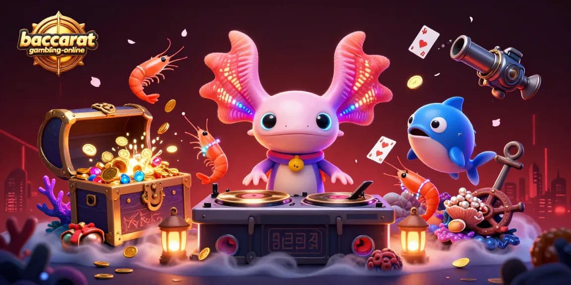 Baccarat-gambling-online sparks excitement with neon axolotl DJ and energetic underwater dance party.