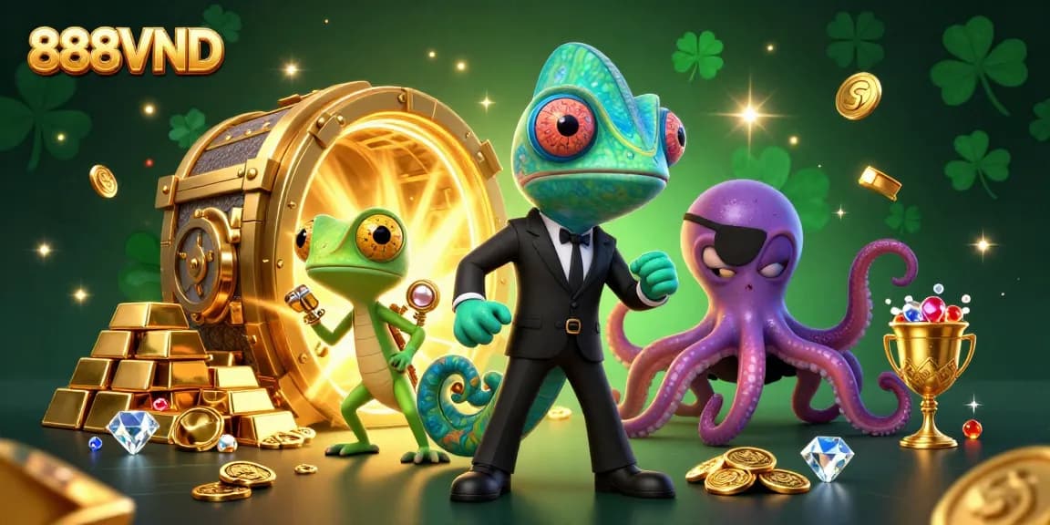 Join the excitement at 888VND with vibrant casino treasures and dynamic characters!