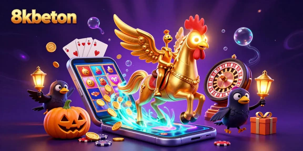 Experience thrilling gaming action with 8kbeton in a vibrant animated casino scene.