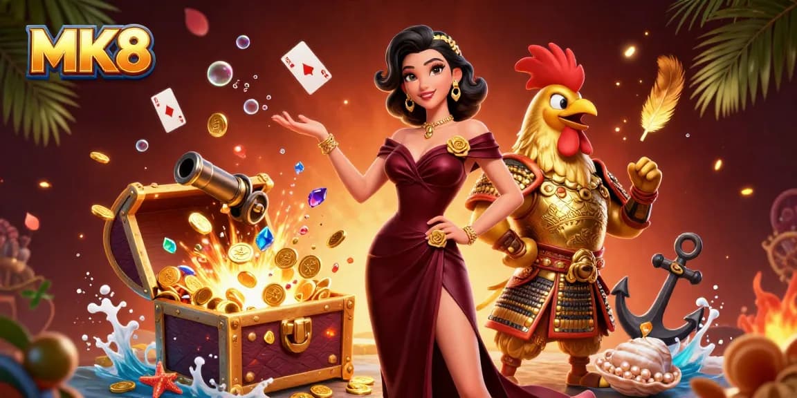 Experience thrilling gameplay at MK8 with dynamic casino elements in a vibrant 3D fantasy scene.