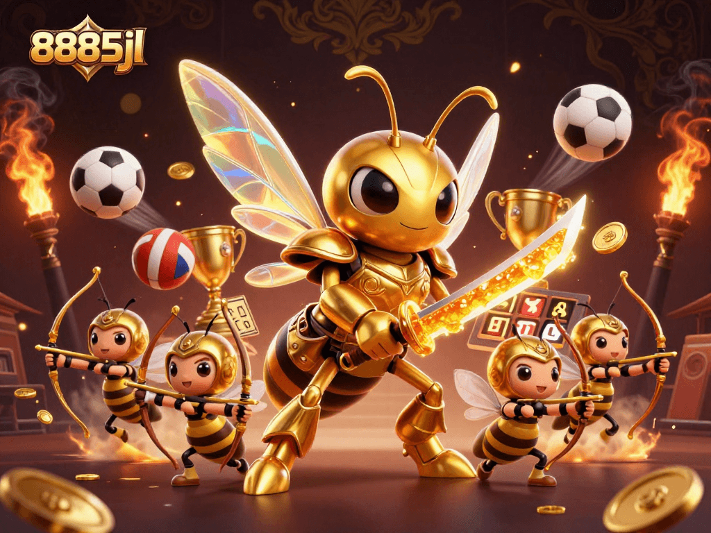 Engage with 8885jl's thrilling gaming scene featuring a dynamic hornet in a casino adventure.