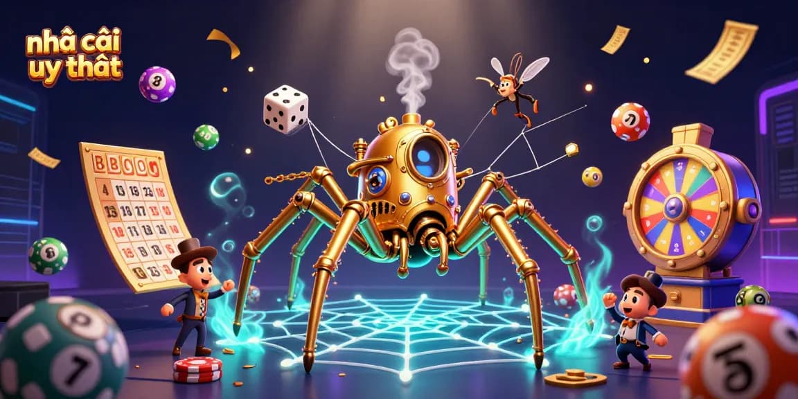 Engaging visual of nhà cái uy tín featuring steampunk elements and dynamic lottery symbols.