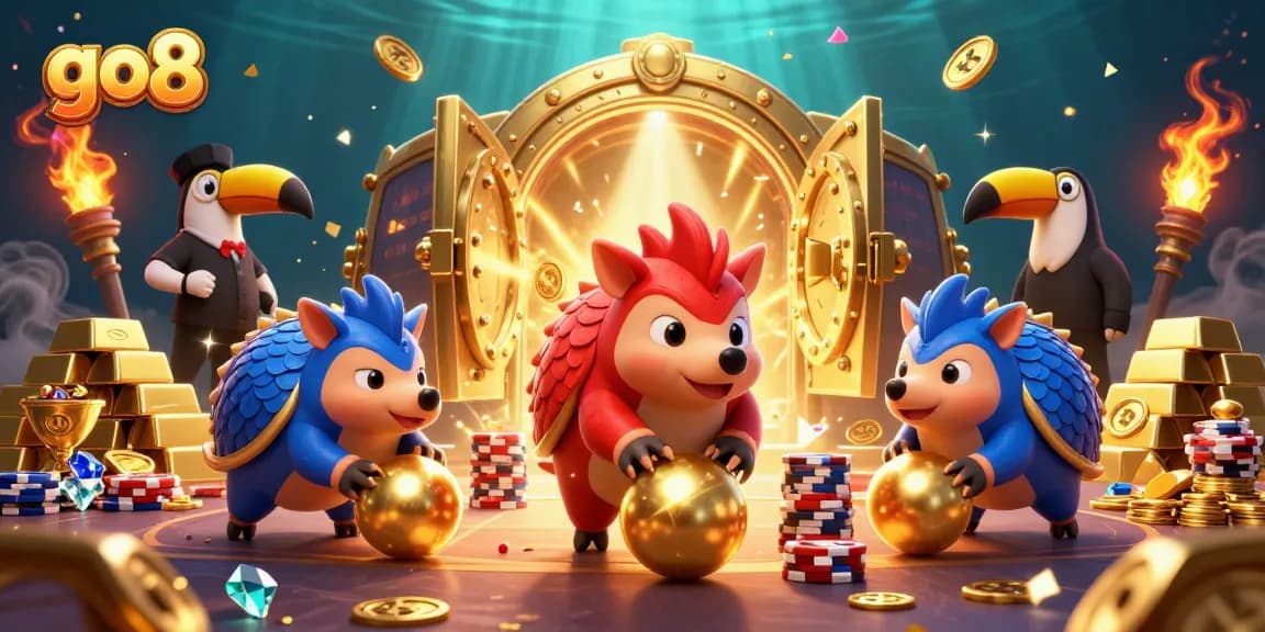 Experience thrilling gameplay at go8 with pangolins battling in a vibrant casino setting.