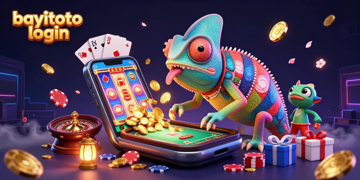 Experience seamless gaming with bayitoto login, featuring a vibrant 3D casino scene packed with dynamic elements.