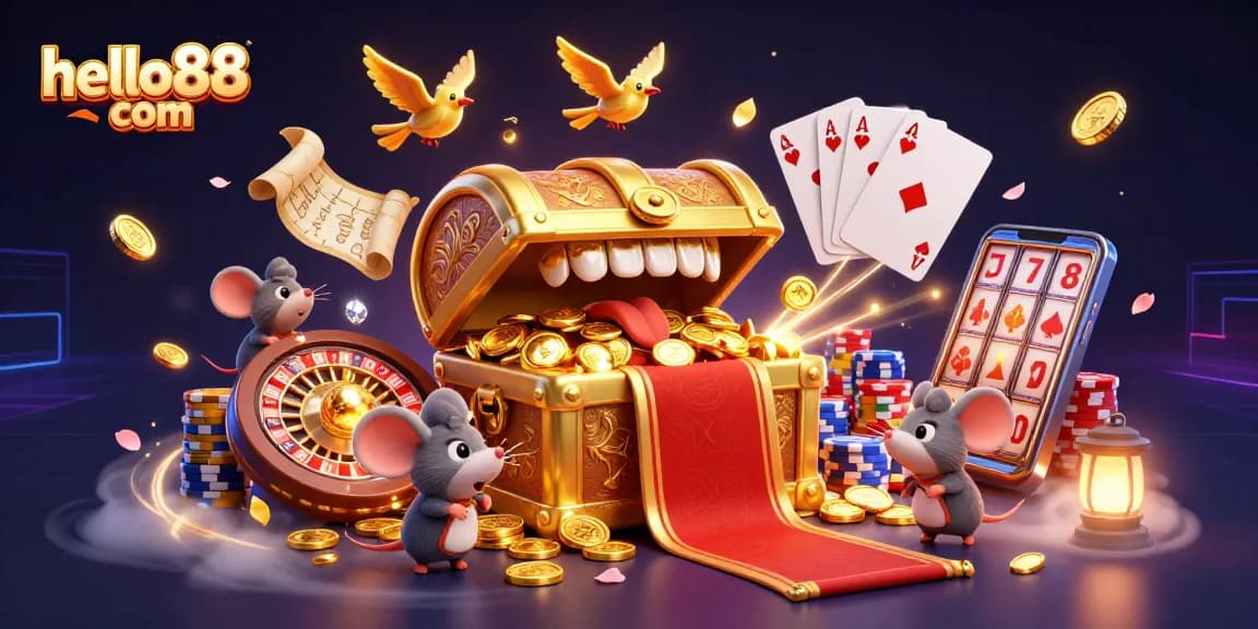 Experience the thrill of hello88 com with a dynamic 3D treasure scene filled with adventure, gold, and excitement.