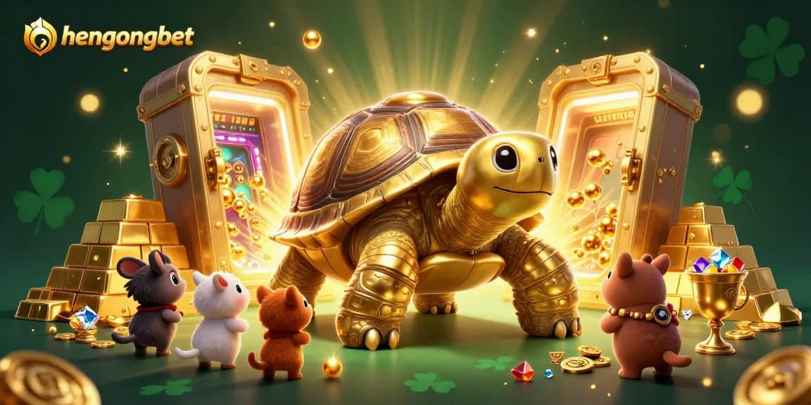 Experience the excitement of hengongbet with a vibrant casino scene featuring games, treasures, and playful characters.
