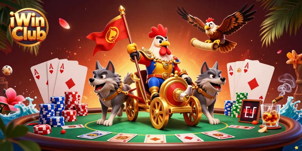 Join the excitement at iWin Club with this vibrant casino-themed scene of action.