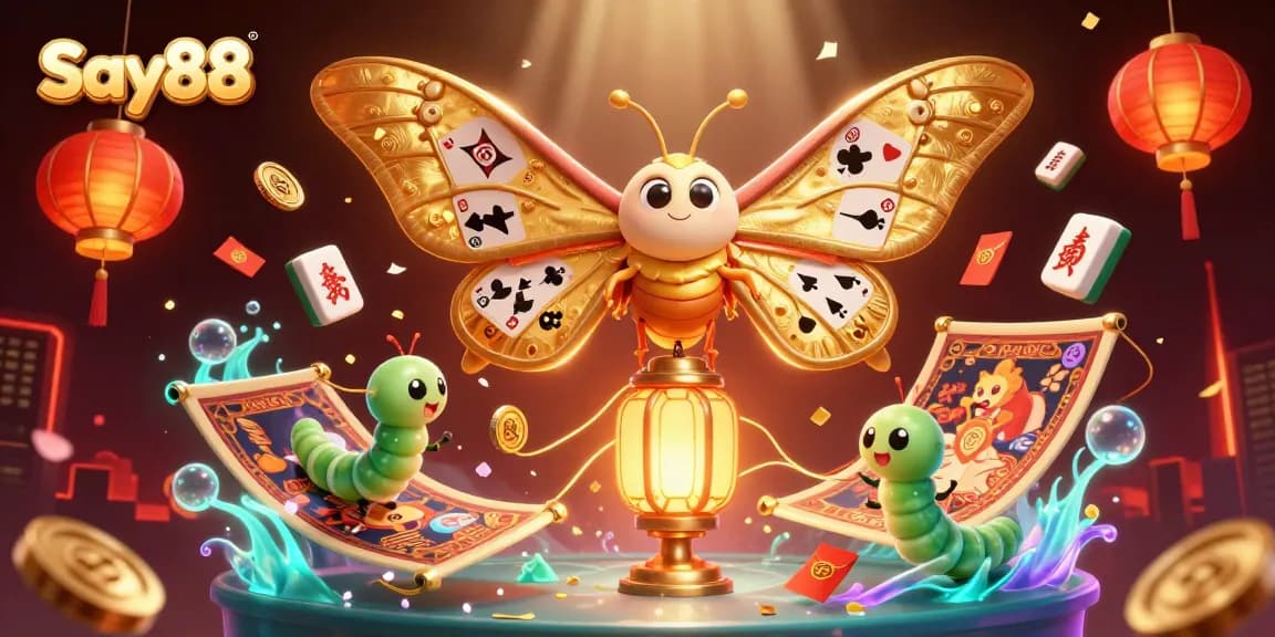 Engage in thrilling adventures at Say88 with captivating casino elements around an enchanting moth.