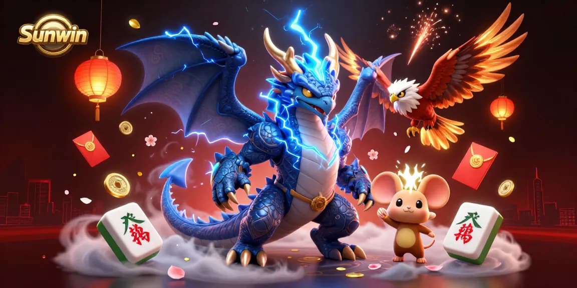 Sunwin offers exhilarating gaming experiences with vibrant imagery of casino symbols and characters.