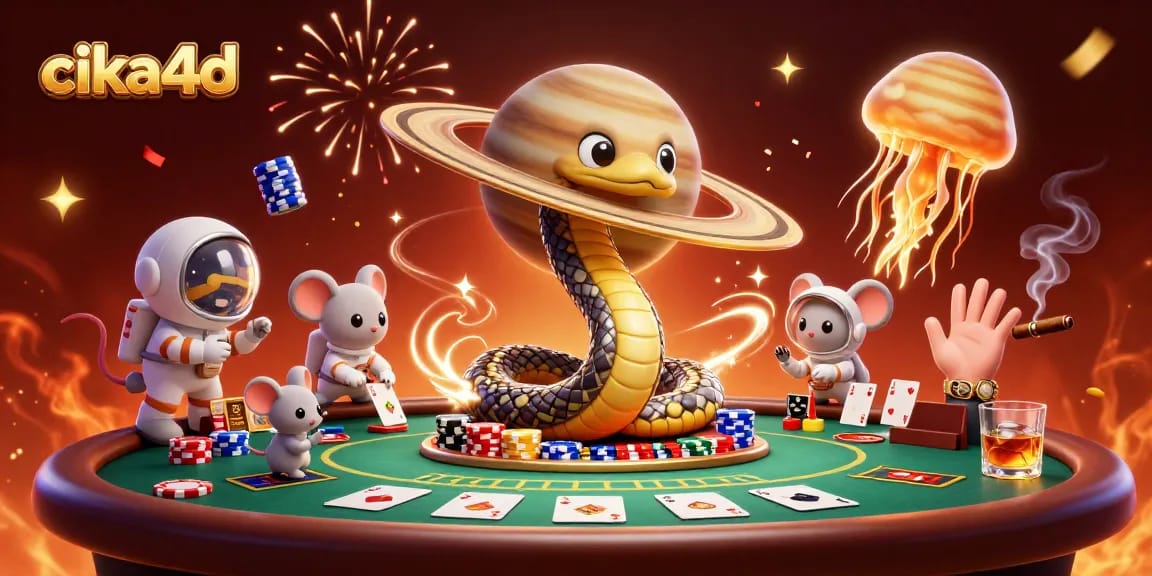 Experience entertainment with cika4d as astronaut mice bet on colorful roulette rings.