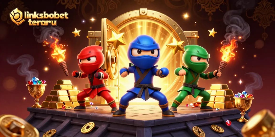 Engage with link sbobet terbaru through exciting martial arts action illustrated by three chameleon ninjas.
