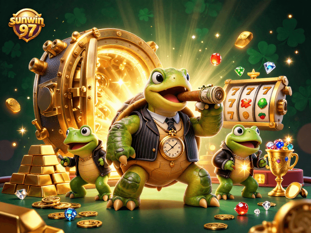Join the fun at sunwin 97 with a lively casino scene featuring vibrant characters and exciting gaming action.