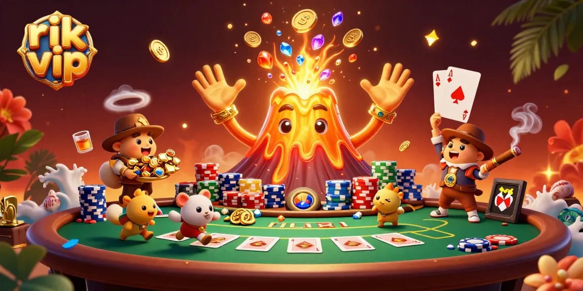 Play exciting games at rik vip while enjoying a dynamic explosion of treasure and casino elements.