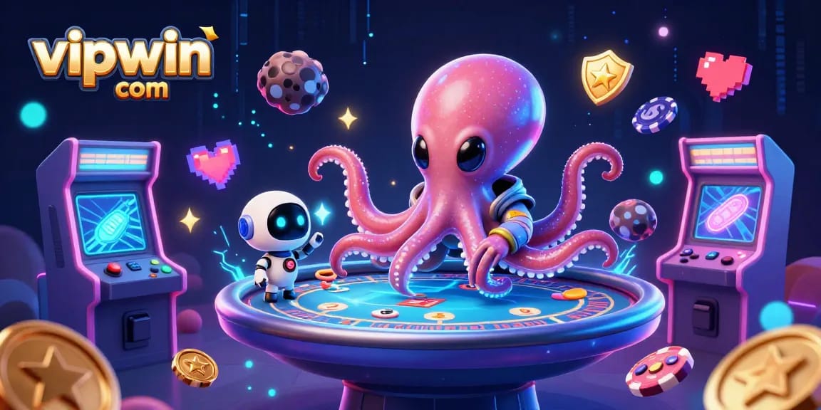 Win big at vipwin com with an alien octopus playing holographic poker