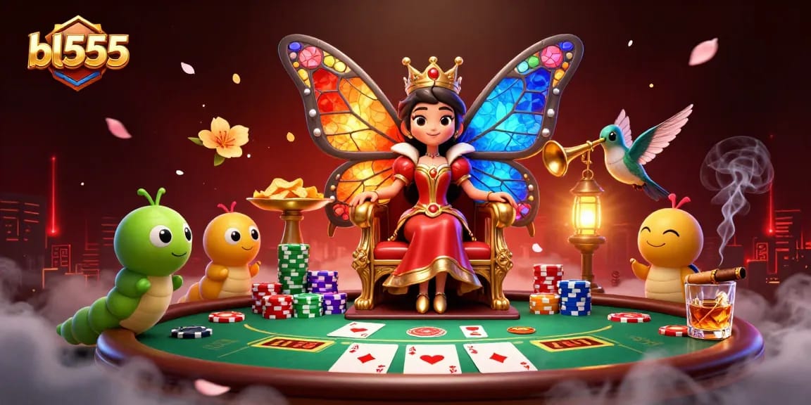 Experience the vibrant world of bl555 adorned with poker elements and animated characters.