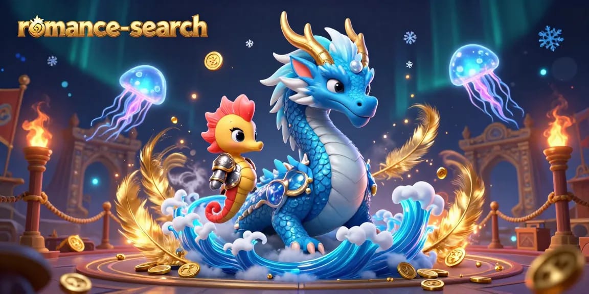 Spin the reels in romance-search with a vibrant dragon and jellyfish in action.