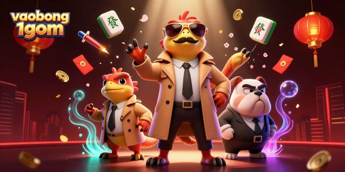 Experience vaobong 1gom in a vibrant casino scene with raptors and glowing elements.