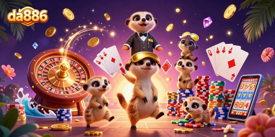 Win big with the da886 meerkats managing a vibrant casino scene filled with action.