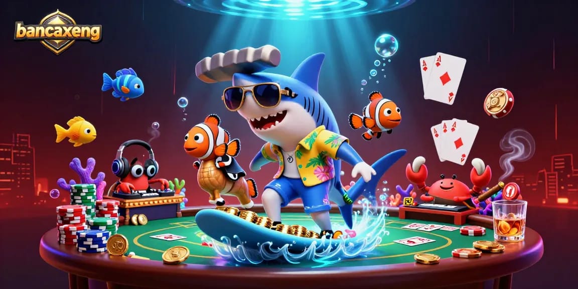 Bancaxeng players shoot colorful fish in a vibrant underwater casino scene.