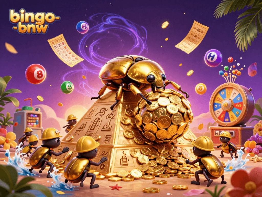 Join the excitement of bingo-bnw with vibrant colors and thrilling jackpot elements in this 3D illustration.