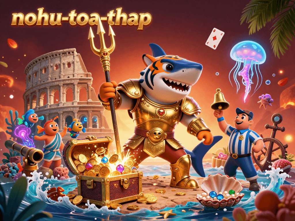 Experience thrilling gameplay with nohu-toa-thap, featuring a vibrant underwater casino scene full of treasures and excitement.