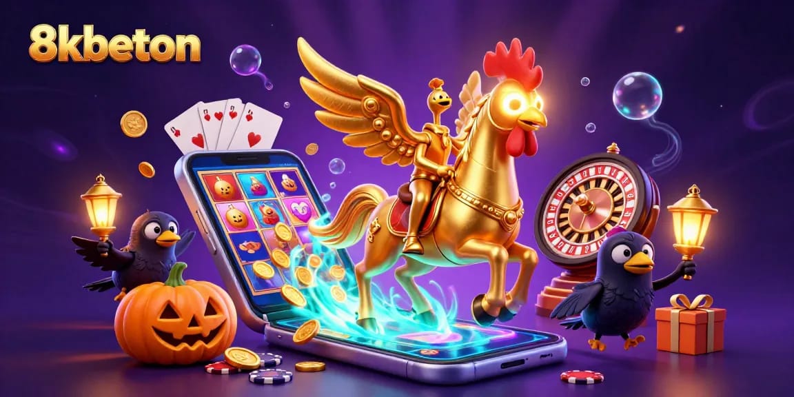Experience thrilling gaming action with 8kbeton in a vibrant animated casino scene.