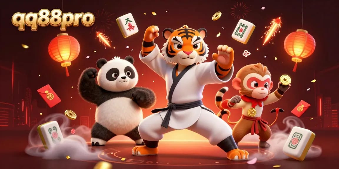 Experience thrilling fun at qq88pro with playful characters in an exciting casino and gaming scene.