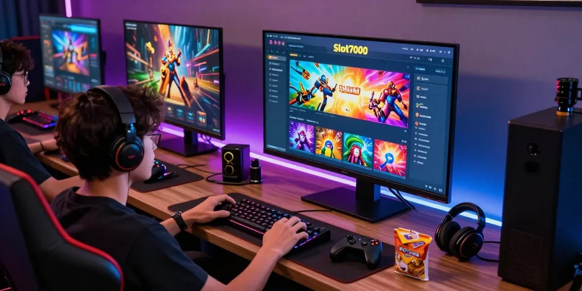 Players enjoying various games on Slot7000 platform with vibrant setup.