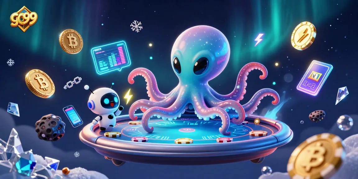 Experience go 99 casino thrills with an alien octopus and cryptocurrency elements.