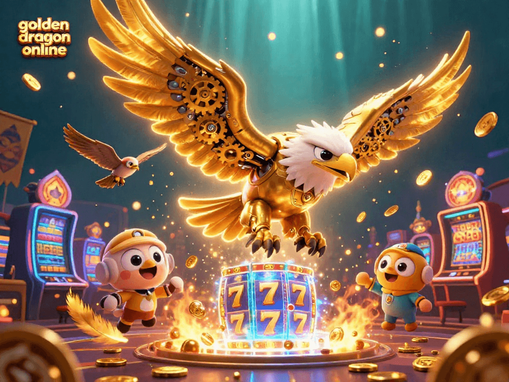 Engage in golden dragon online's vibrant gaming experience with spinning slot reels and golden eagle champions.