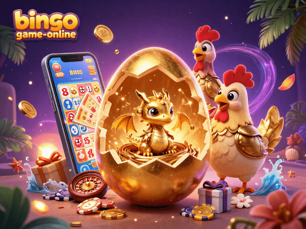 Experience thrilling jackpots at bingo-game-online with vibrant bingo cards, gold coins, and a magical backdrop.