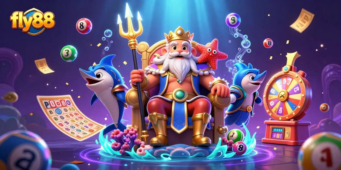 Engage with the thrill of fly88 casino, featuring vibrant characters and dynamic lottery elements.