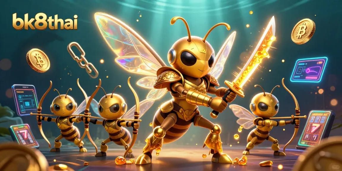 Engage in thrilling gameplay with bk8thai featuring a dynamic 3D casino illustration.