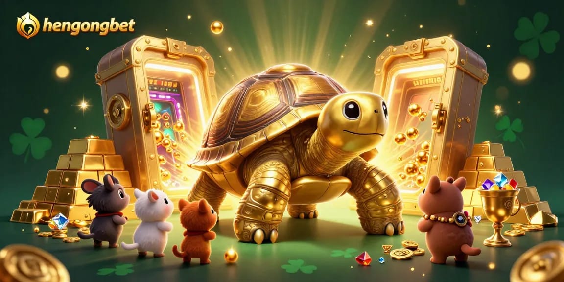 Experience the excitement of hengongbet with a vibrant casino scene featuring games, treasures, and playful characters.