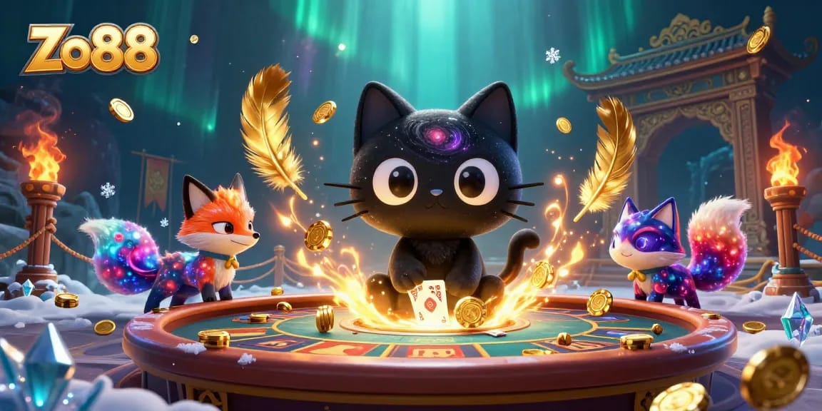Engage in thrilling gameplay with Zo88 in an immersive cosmic casino scene.